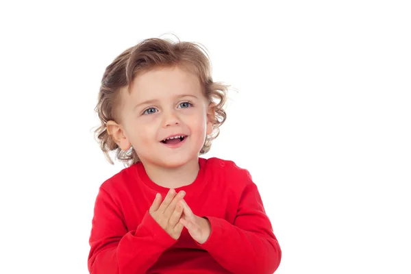 Schattig baby met krullend haar — Stockfoto