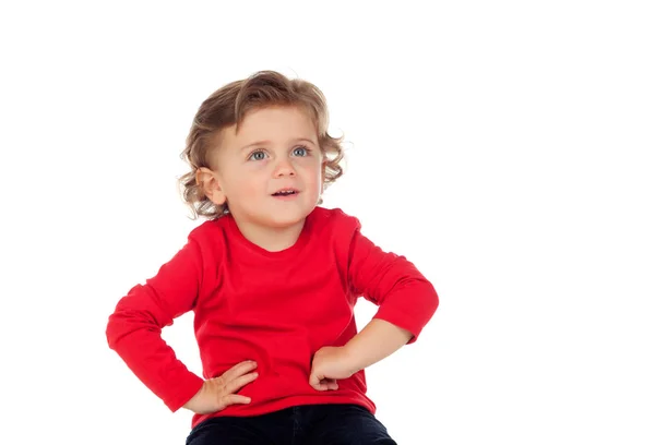 Schattig baby met krullend haar — Stockfoto