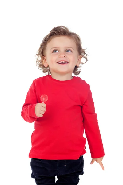 Bebê adorável com cabelo encaracolado — Fotografia de Stock