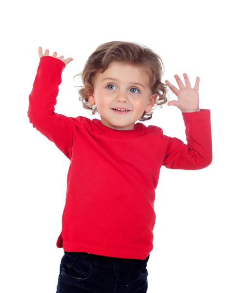 Bebê adorável com cabelo encaracolado — Fotografia de Stock