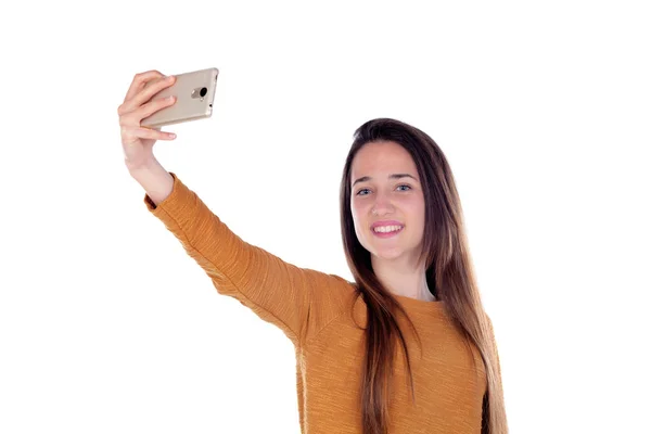 Teenager-Mädchen macht Selfie — Stockfoto
