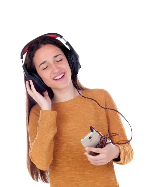 Adolescent fille écoute musique — Photo
