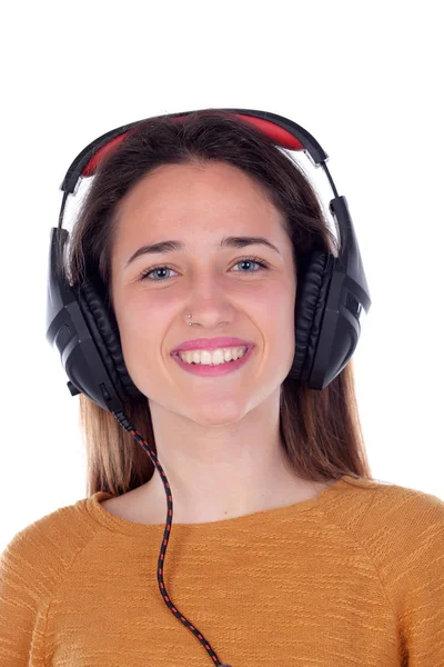 Teenager girl listening music — Stock Photo, Image