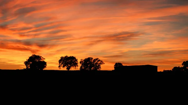 Schöner Sonnenaufgang mit rotem Himmel — Stockfoto