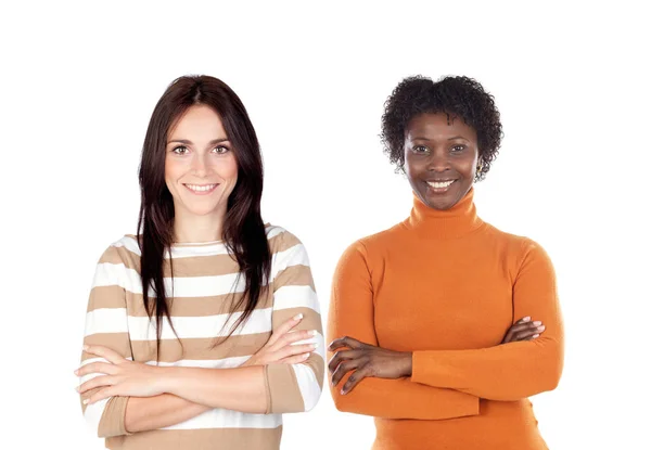 Twee vrouwen op wit — Stockfoto