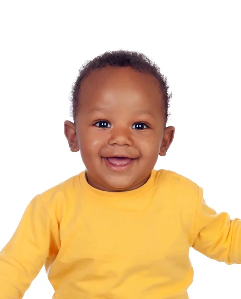 Engraçado e feliz bebê africano — Fotografia de Stock