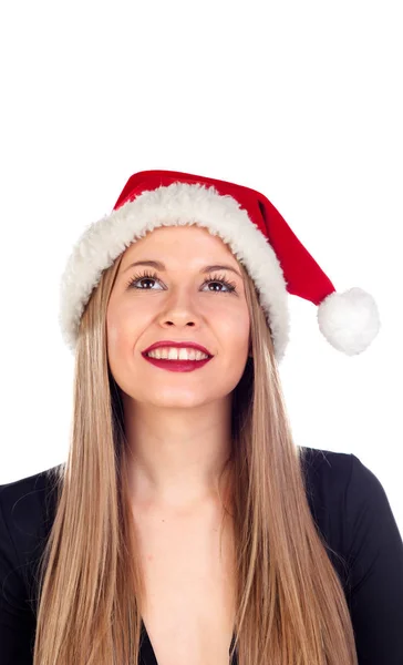 Bayan Noel şapka — Stok fotoğraf