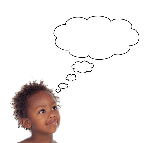 Adorable afroamerican child with thinking cloud Royalty Free Stock Photos