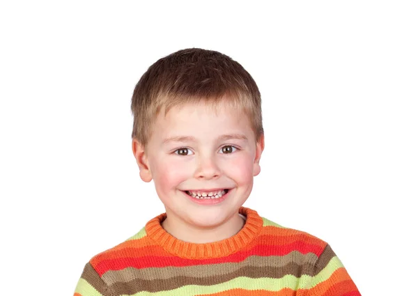 Bellissimo bambino con maglia colorata — Foto Stock