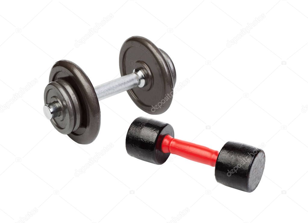 two different dumbbells for training