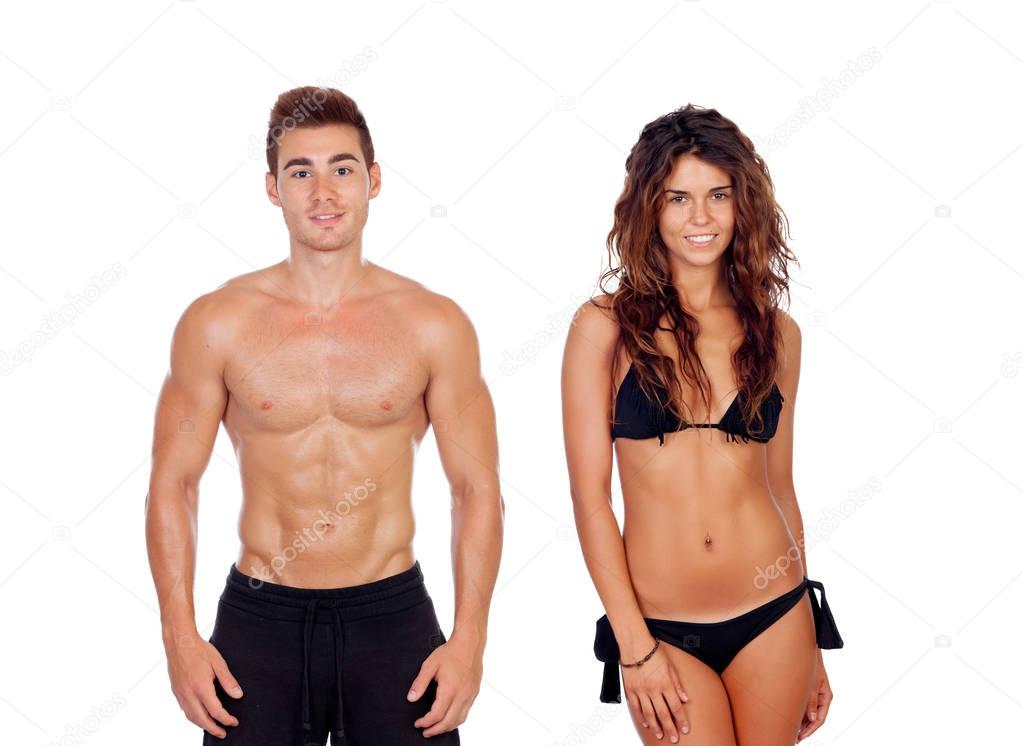 Young couple with perfect bodies