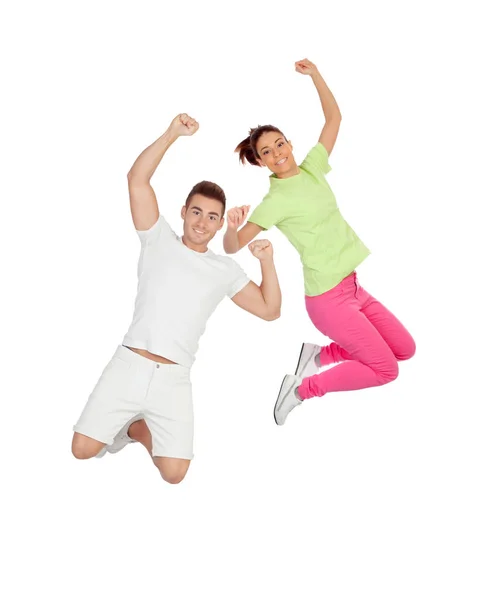 跳跃的年轻夫妇 — 图库照片