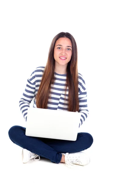 Joven estudiante con portátil — Foto de Stock