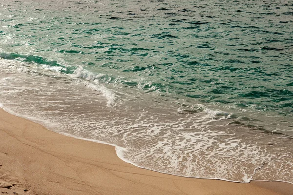 거품이 인된 파도 해변에서 — 스톡 사진