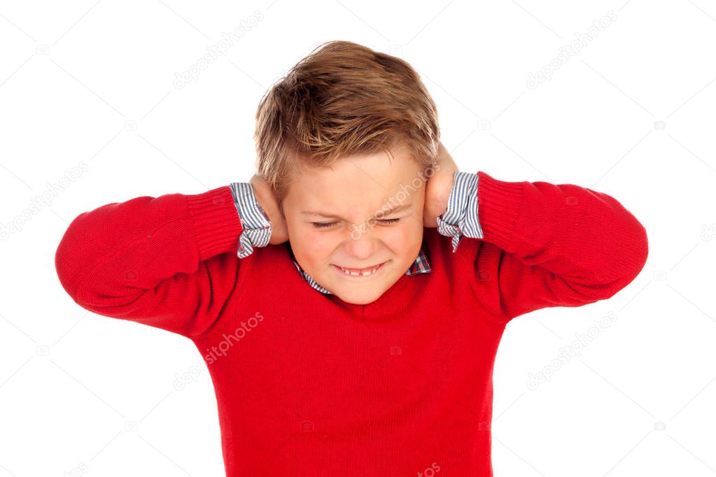 Blond child with red jersey
