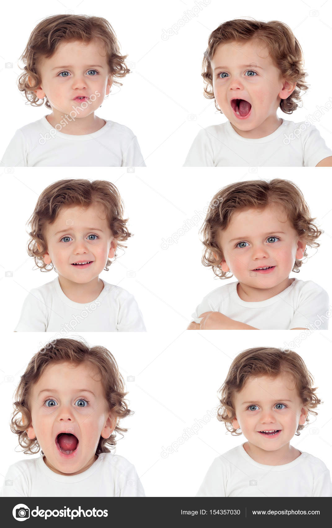 Collage of funny baby doing expressions Royalty Free Photo, Stock Image