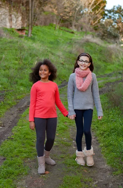 Two beautiful girls taking walk — Stock Photo, Image