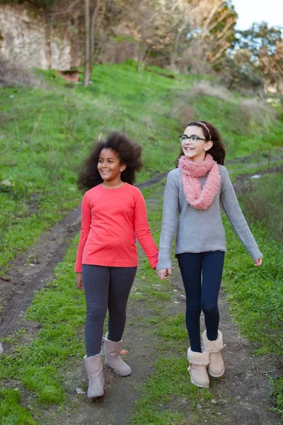 Two beautiful girls taking walk — Stock Photo, Image