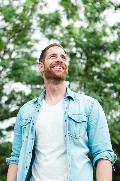 Casual guy with denim shirt — Stock Photo, Image