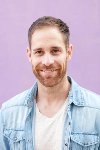 Attractive casual man with denim shirt — Stock Photo, Image