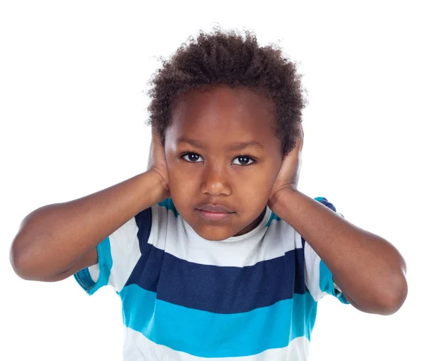 Afrikalı Çocuk kulakları kapsayan — Stok fotoğraf