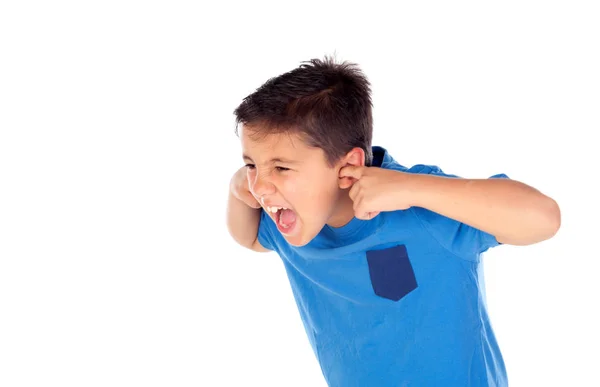 Stressed child covering his ears — Stock Photo, Image