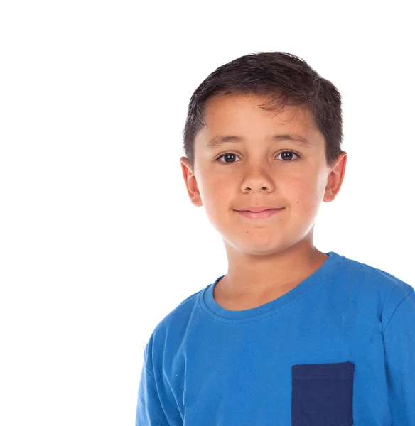 Criança bonita com camiseta azul — Fotografia de Stock