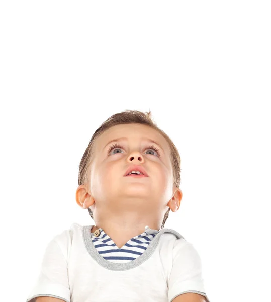 Pensive baby looking up — Stock Photo, Image