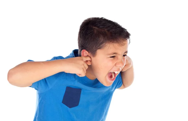 Stressed child covering his ears — Stock Photo, Image