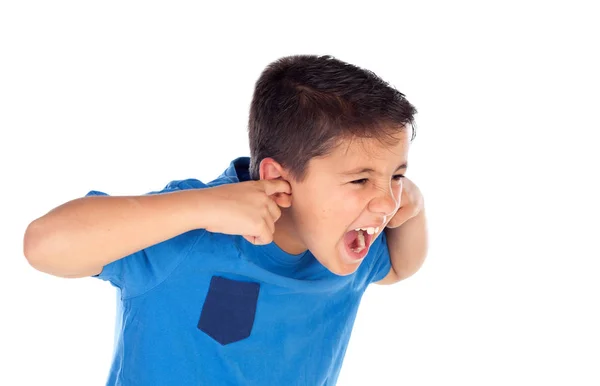 Enfant stressé couvrant ses oreilles — Photo