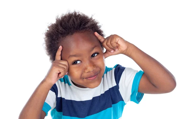 Adorável criança afro-americana pensando — Fotografia de Stock