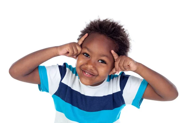 Adorável criança afro-americana pensando — Fotografia de Stock