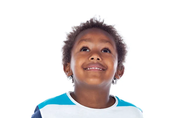 Чарівна афроамериканська дитина дивиться вгору — стокове фото