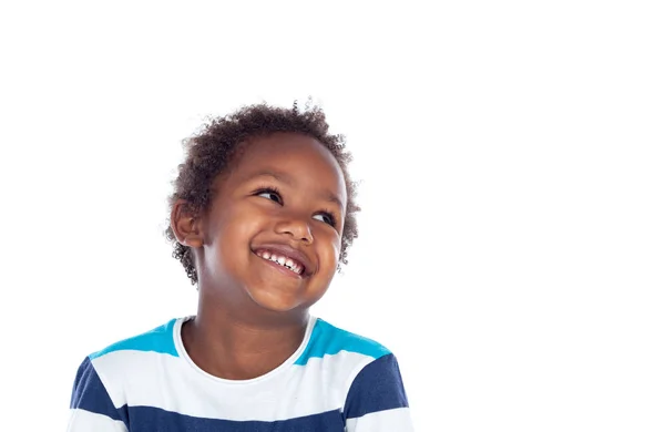 Adorable niño afroamericano mirando hacia arriba — Foto de Stock