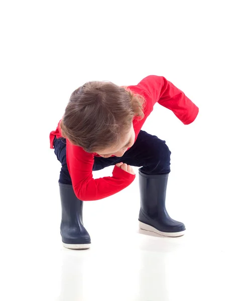 Criança dançando em botas — Fotografia de Stock