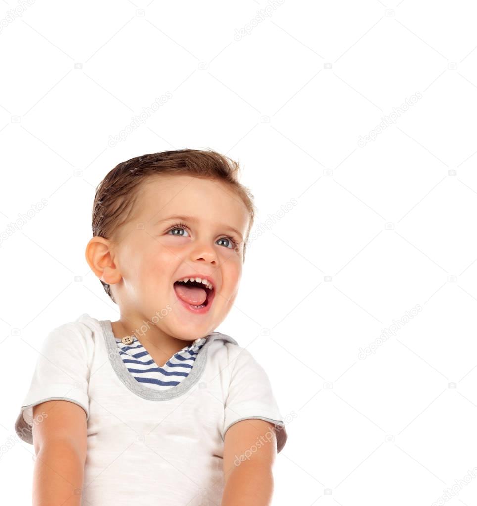 child with beautiful smile looking up