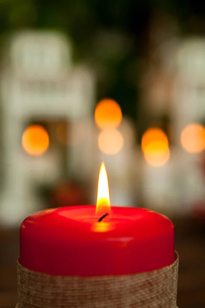 Svíčka Vánoce v červené barvě — Stock fotografie