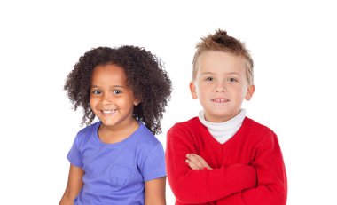 iki mutlu sevimli çocuklar