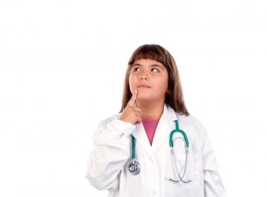 üniforma giyen doktor dalgın kız 