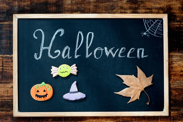 Blackboard with word Halloween — Stock Photo, Image