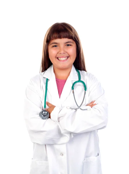 Lány visel orvos egységes — Stock Fotó