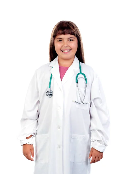 Κορίτσι φορώντας στολή γιατρός — Φωτογραφία Αρχείου