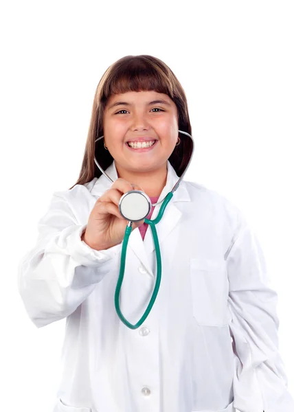 Girl wearing doctor uniform Stock Picture