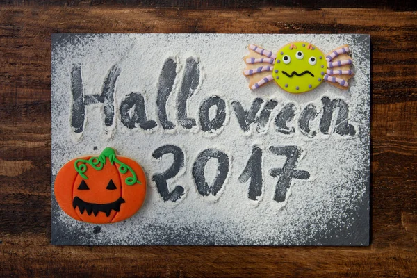 Words Halloween 2017 and cookies — Stock Photo, Image