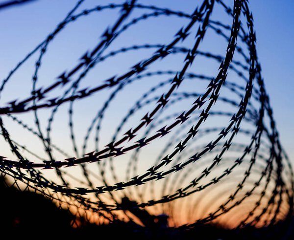 Fence with barbed wire