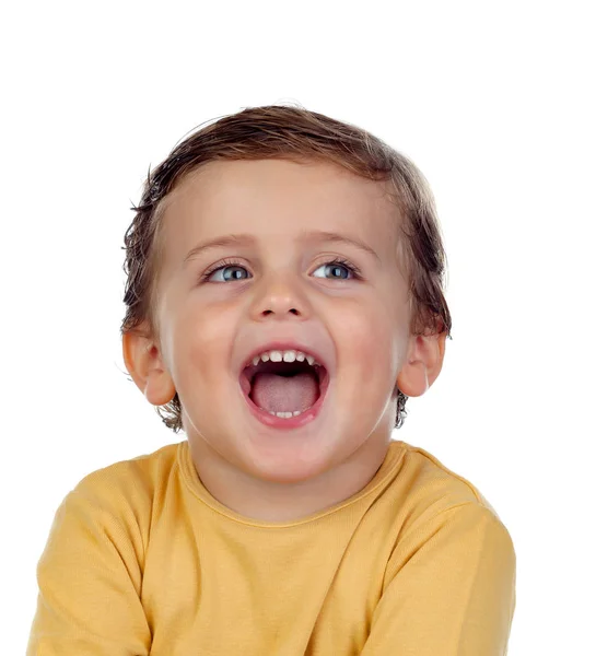 Ładny mały chłopiec wyświetlone języka — Zdjęcie stockowe
