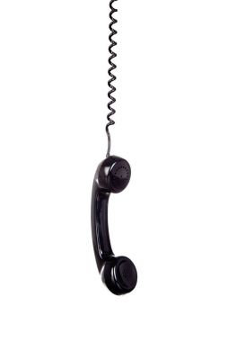 Beyaz arka plan üzerinde izole siyah vintage telefon yakışıklı