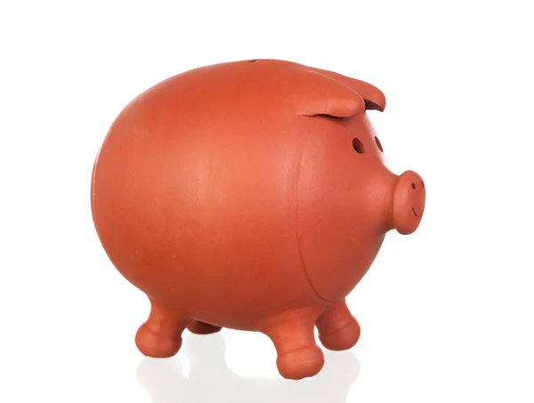 Nagy Barna Piggybank Elszigetelt Fehér Background — Stock Fotó