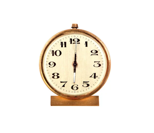 Vintage Relógio Velho Isolado Fundo Branco — Fotografia de Stock