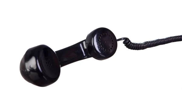 Telefone Vintage Preto Auscultador Isolado Fundo Branco — Fotografia de Stock